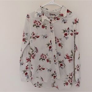 White floral abercombie and fitch button up